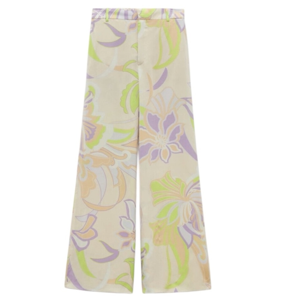 New Zara Blogger Favorite Pastel Wide Leg Flowy Lightweight Palazzo Trouser - Picture 7 of 8